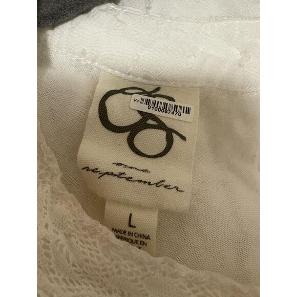 One September Blouse Womens Large White Lace Embroidered Peasant Top A512308 - Picture 5 of 7